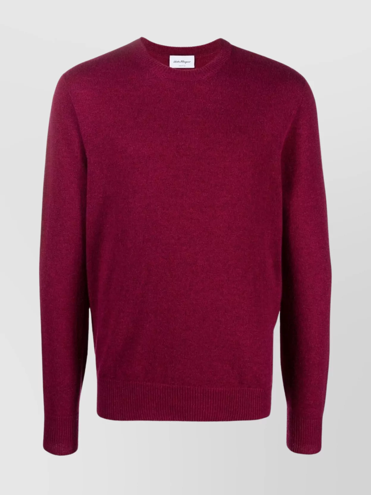 Shop Ferragamo Classic Crewneck Cashmere Blend Sweater In Burgundy