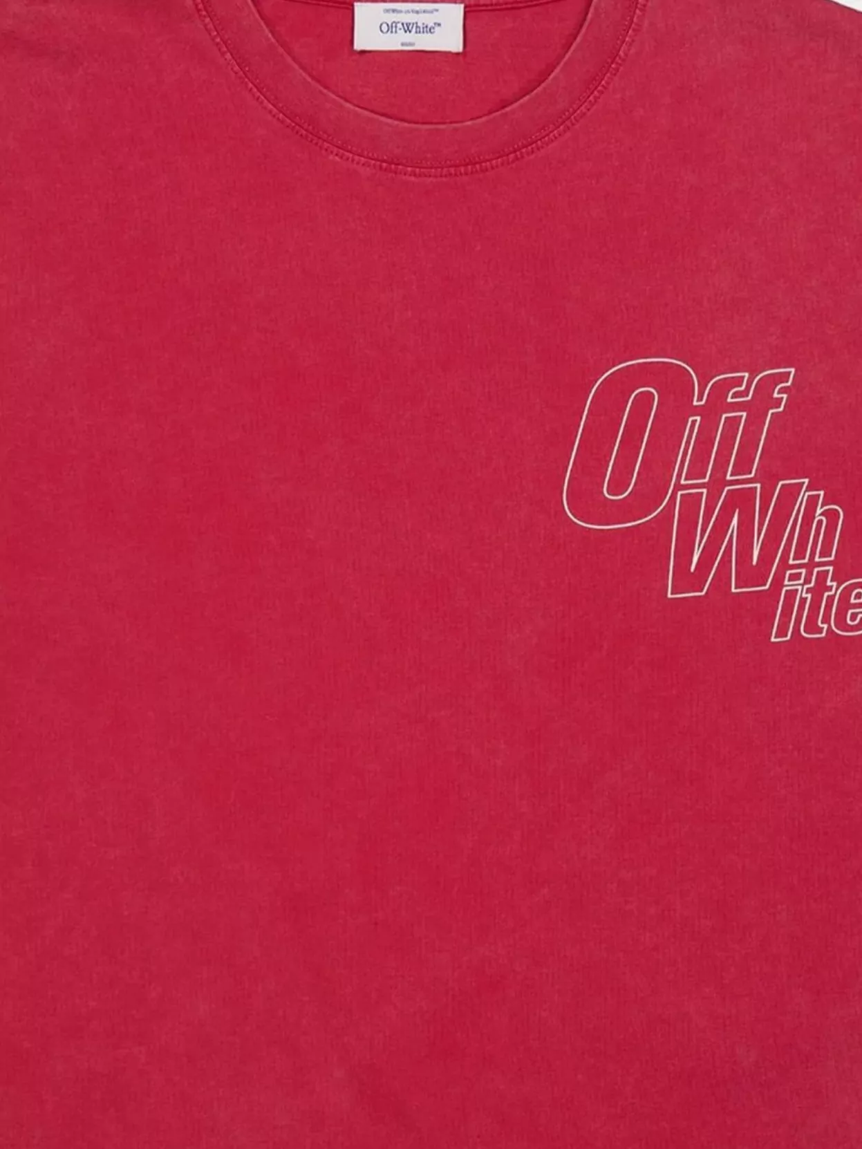 Off-White Ribbed Neck Cotton T-Shirt With Arrow Design