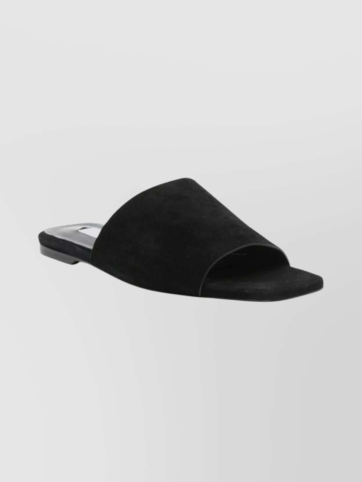 Totême Suede Flat Sandals Square Open Toe In Black