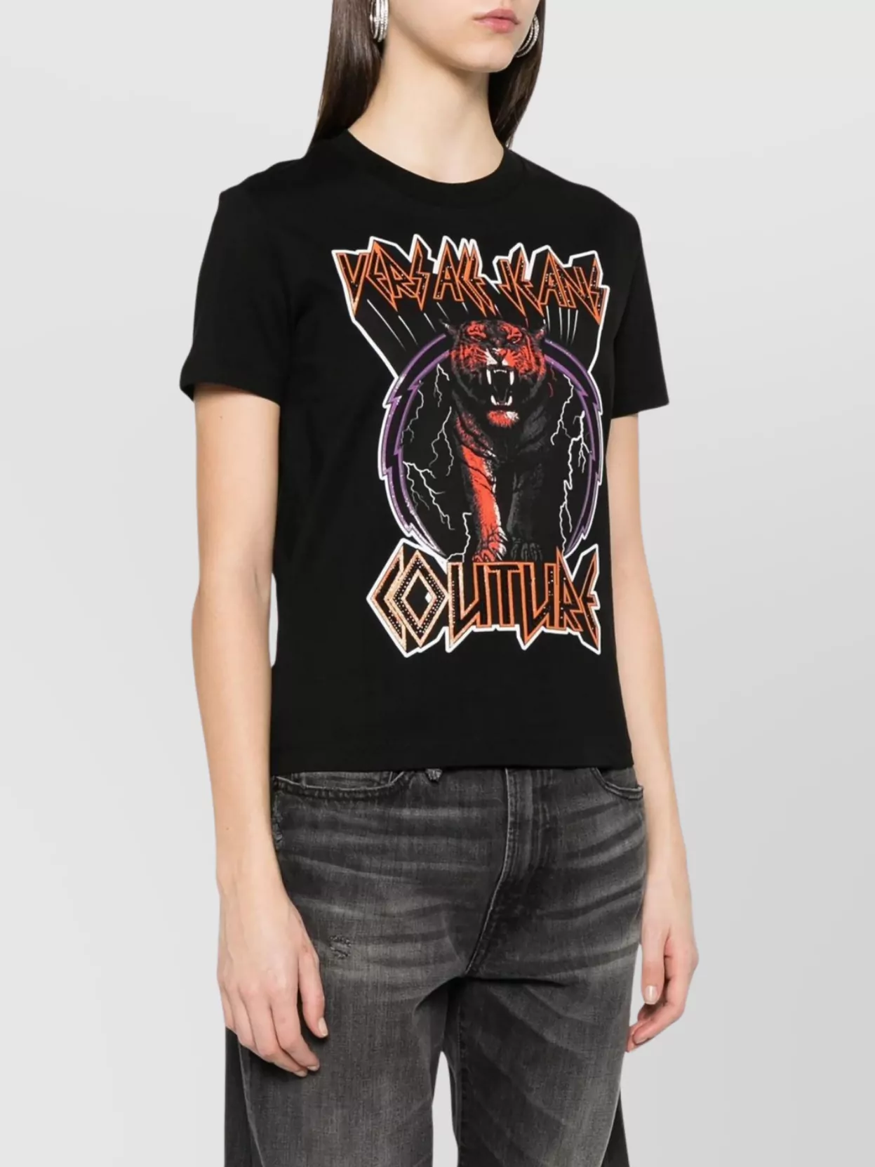 Versace Jeans Couture Tiger Logo Strass T-Shirt
