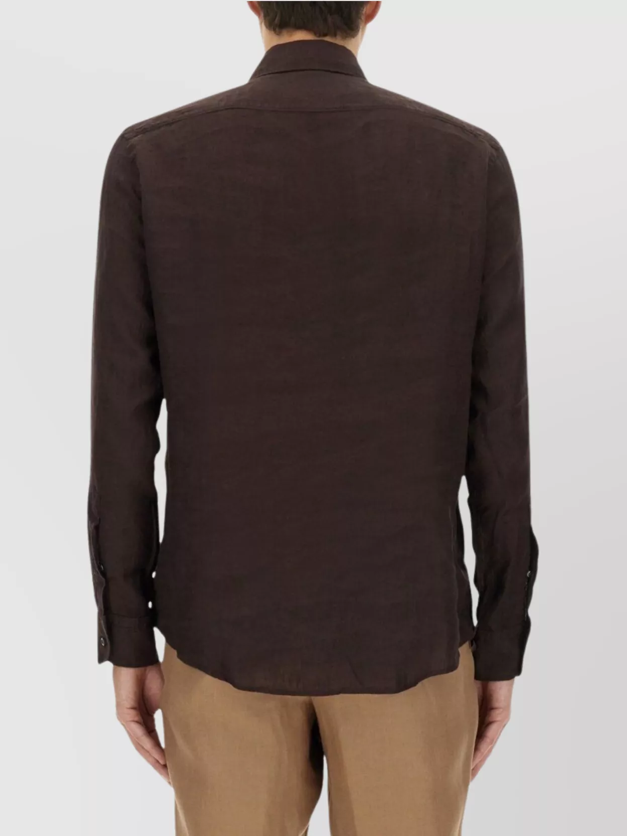 Hugo Boss Boss Camel Brown Slim Fit Linen Shirt With Button-down Front