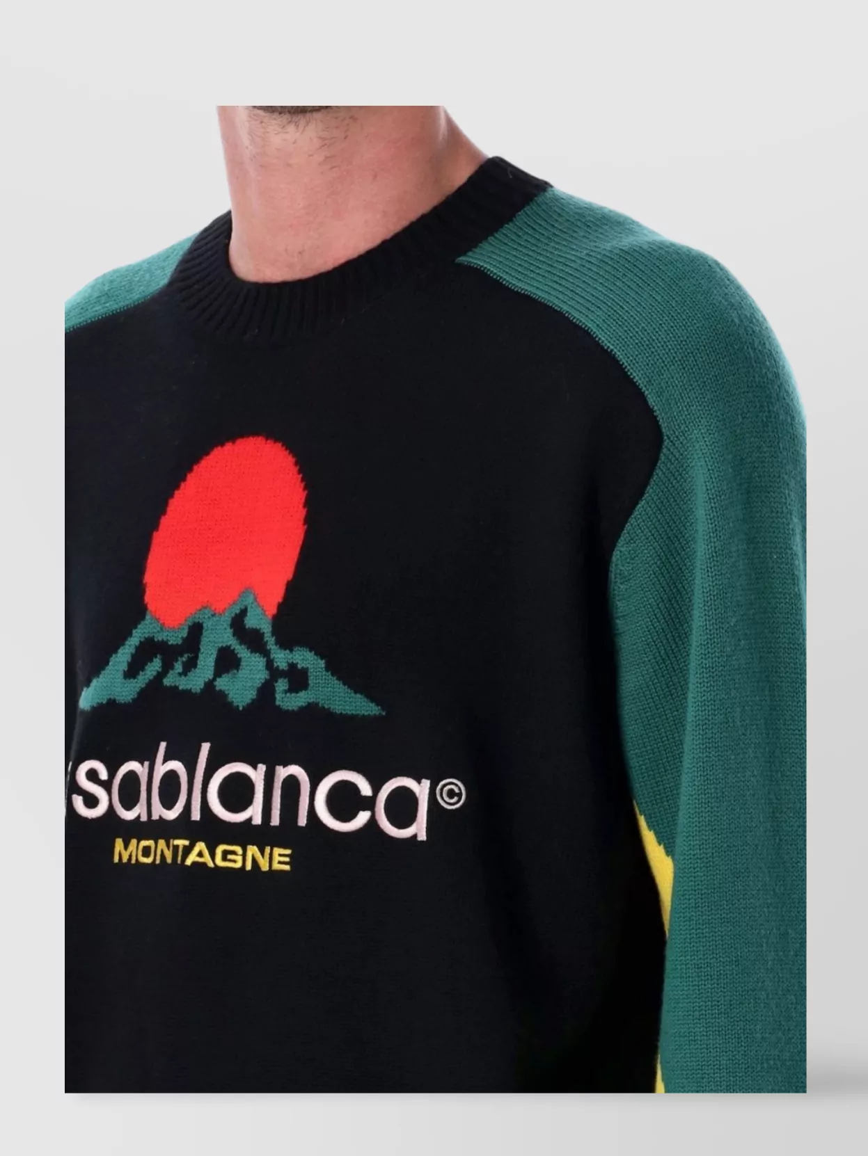 Casablanca Merino Wool Intarsia Crew Neck Jumper