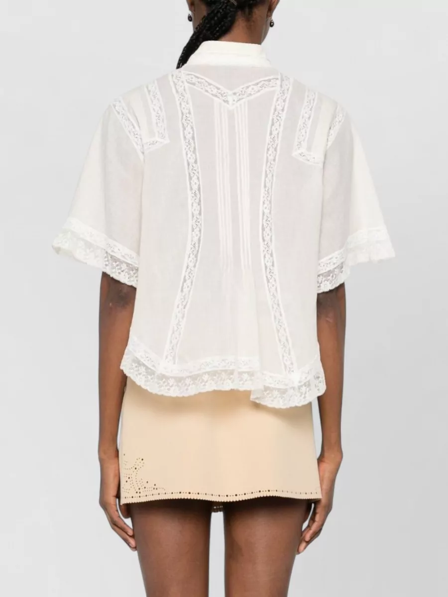 Ermanno Scervino Embroidered Cotton Short-Sleeve Blouse