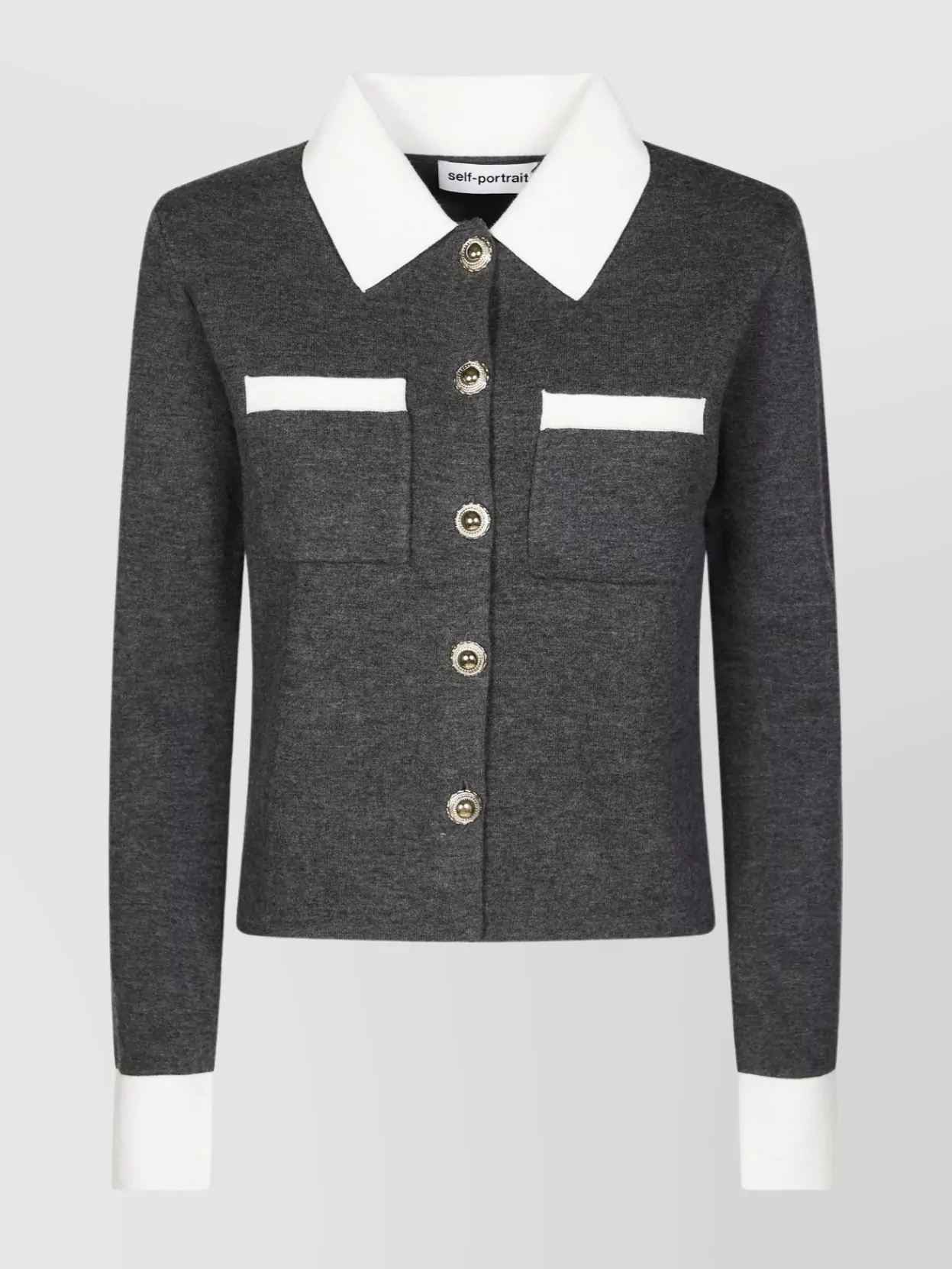Self-Portrait Wool blend contrast collar cardigan