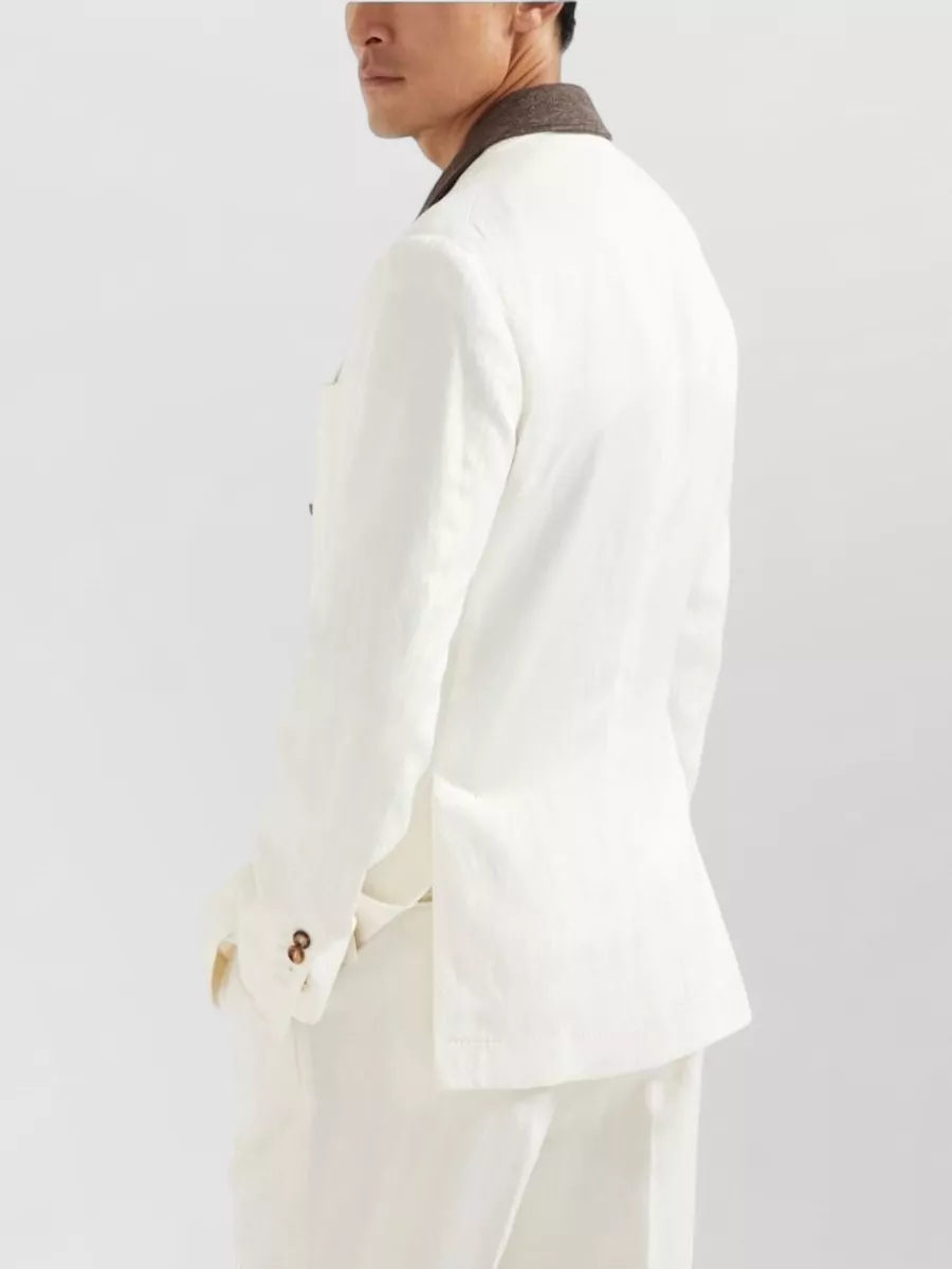 Brunello Cucinelli Linen Blend Tailored Double Breasted Jacket