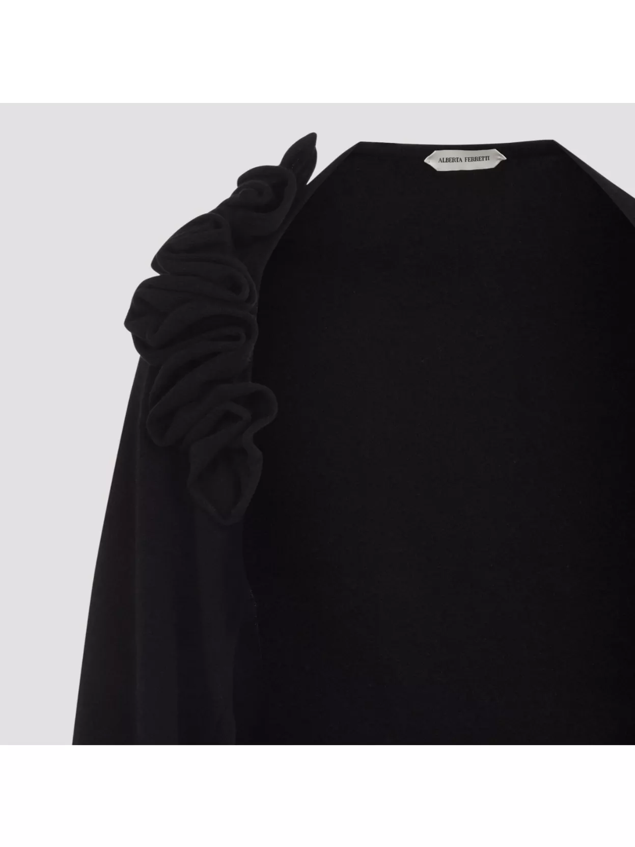 Alberta Ferretti Open Front Black Wool And Silk Cardigan In Black