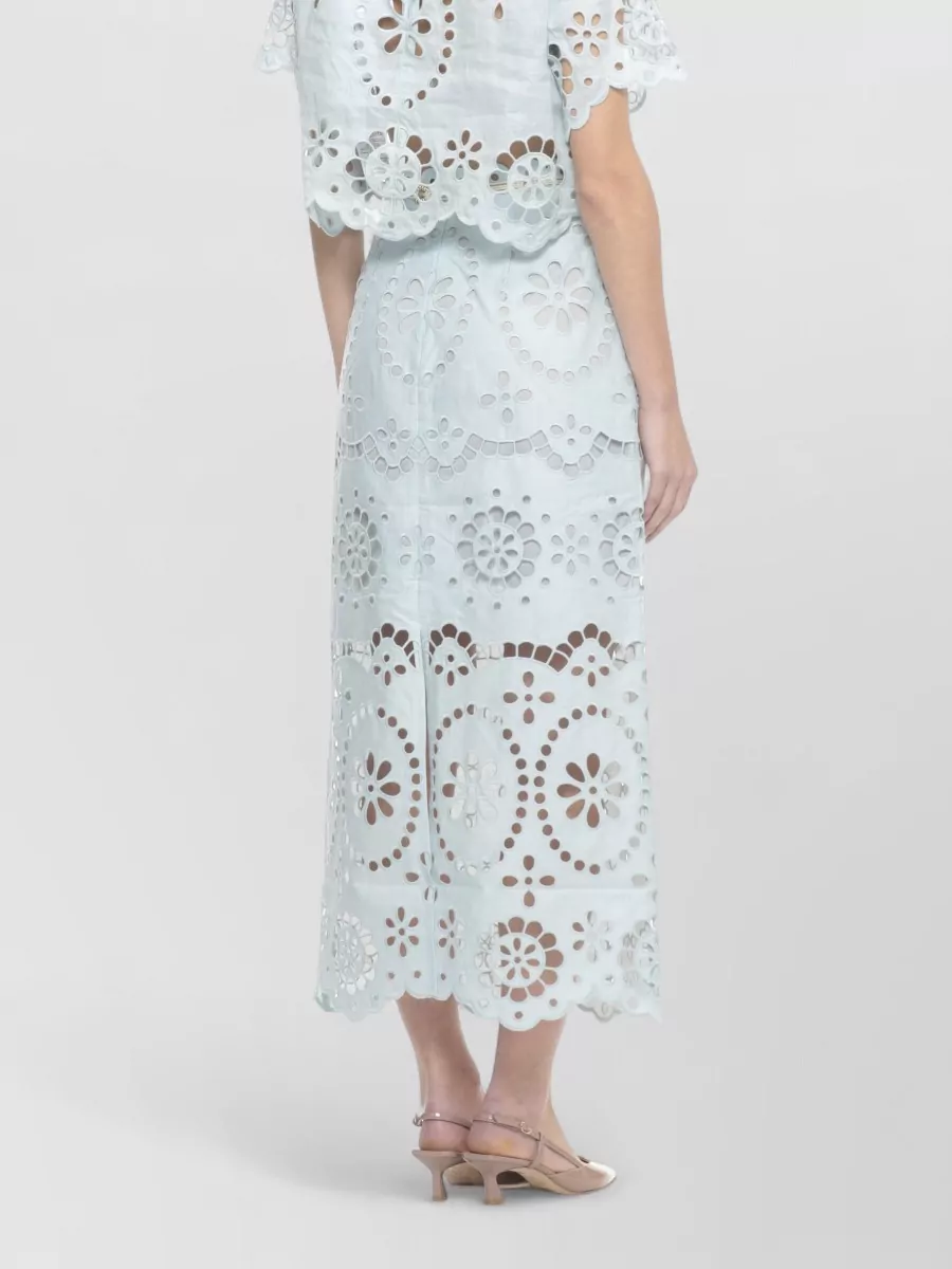 Zimmermann Linen Cropped Embroidered Short-Sleeve Blouse
