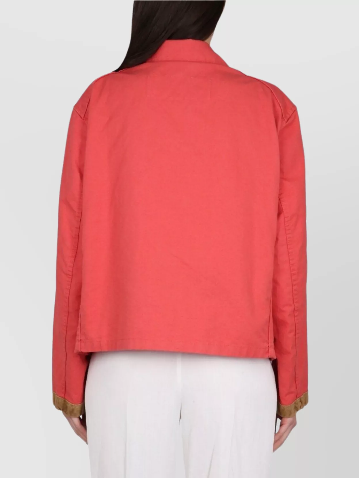 Fay Collared Jacket With Front Pockets And Contrast Cuffs In Red