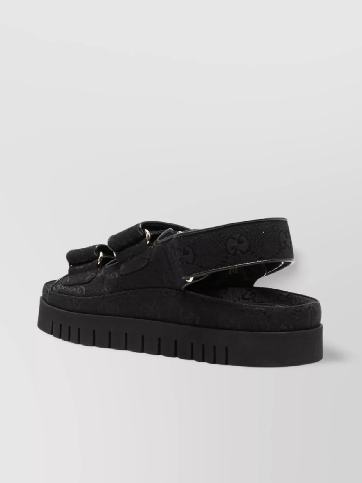 Gucci Black Gg Fabric Sandals With Double G Women