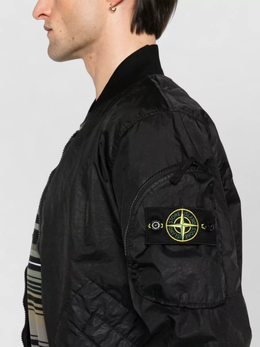 Stone Island Nylon Bomber Jacket Arm Pocket Ribbed
