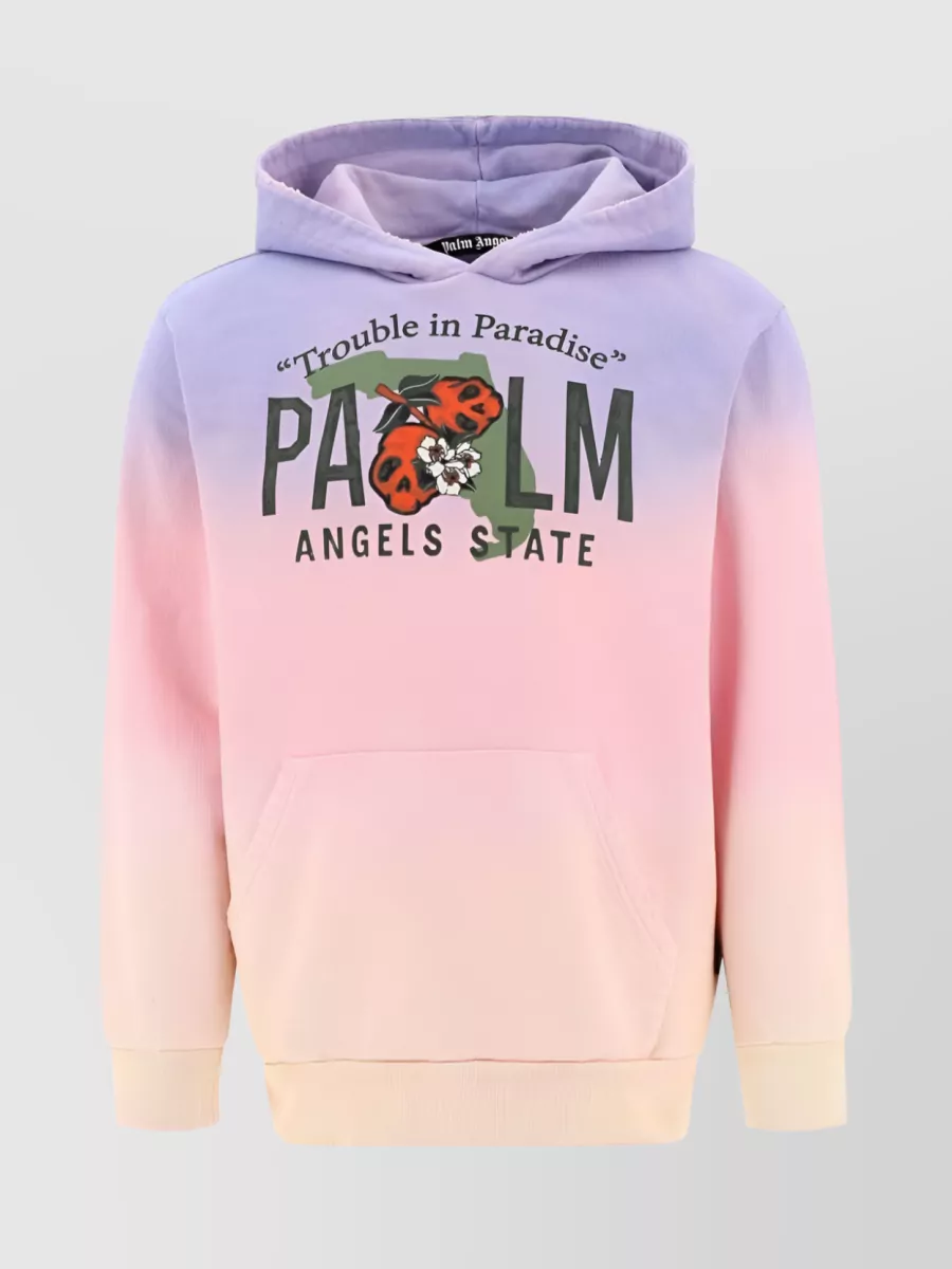 Shop Palm Angels Printed Logo Gradient Hoodie In Pastel