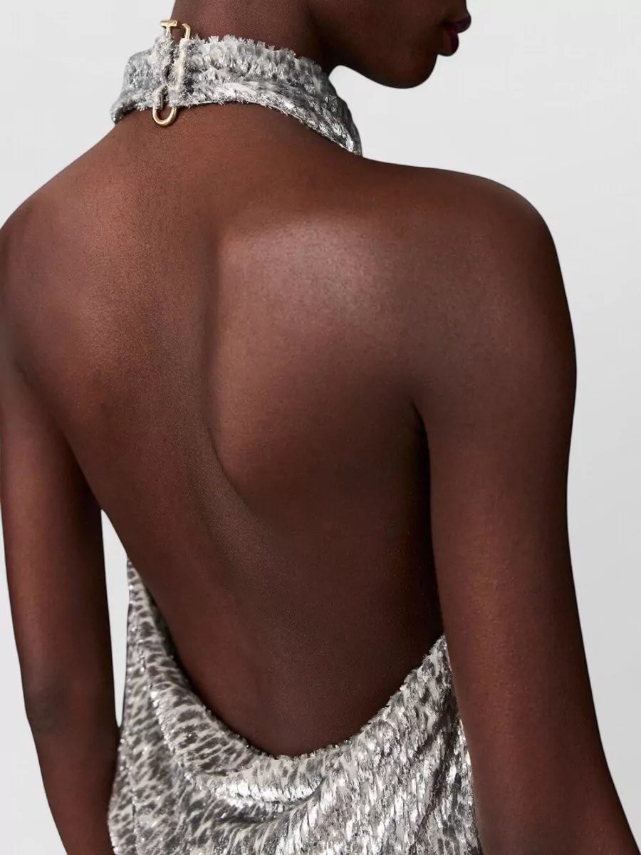 Stella Mccartney Metallic Velvet Halterneck Top And Hood