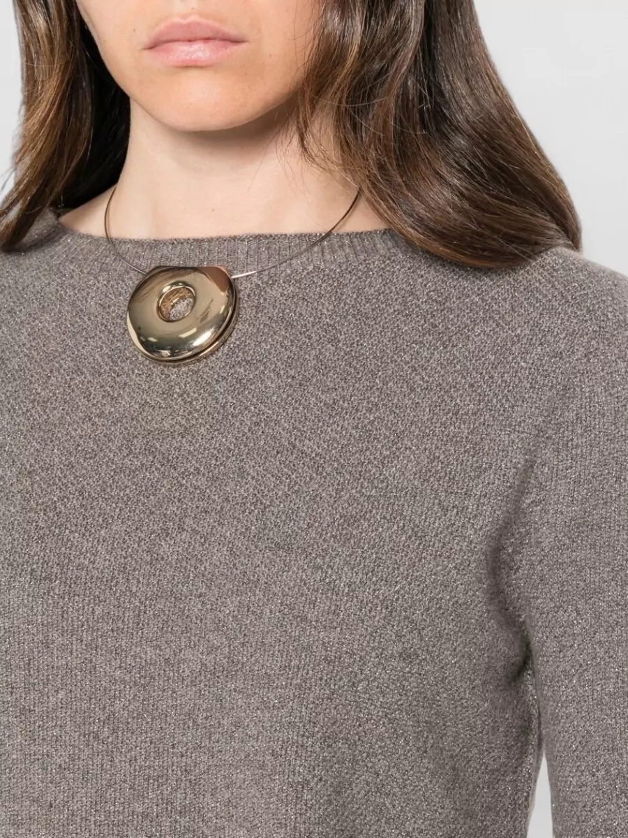 Fabiana Filippi Cashmere Silk Fine-Knit Crewneck Sweater