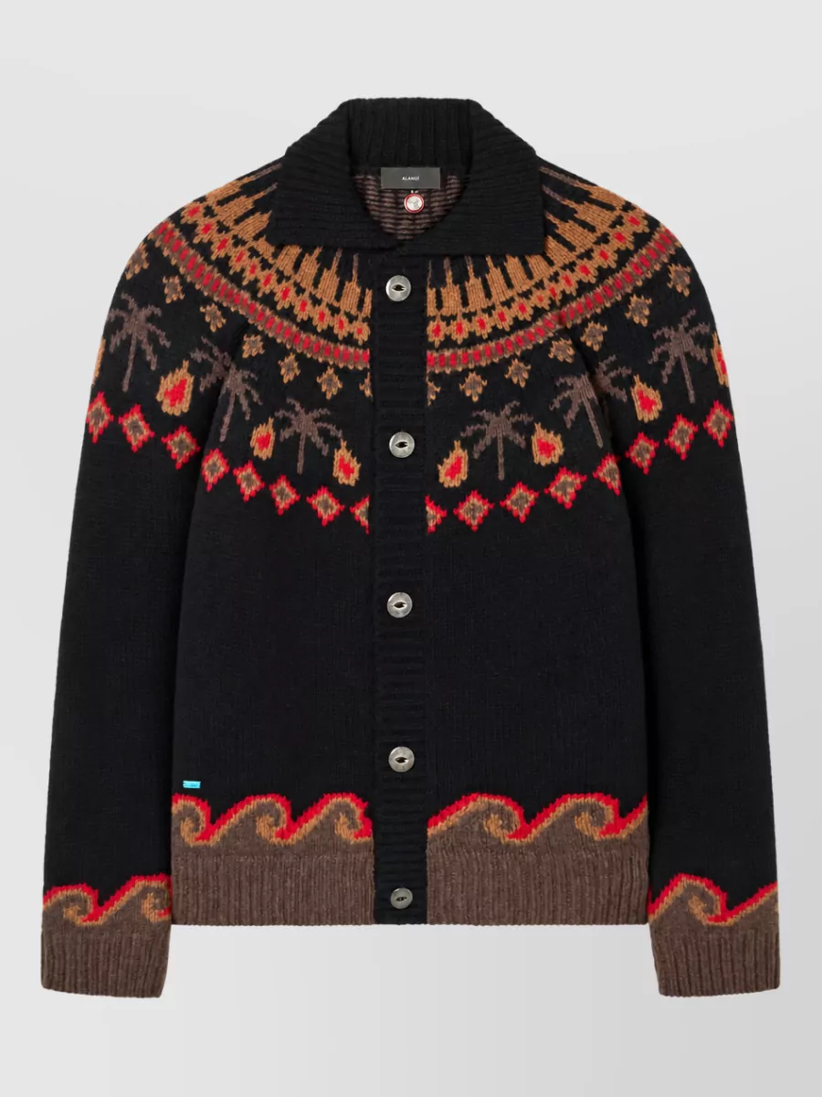 Alanui Wool jacquard cardigan