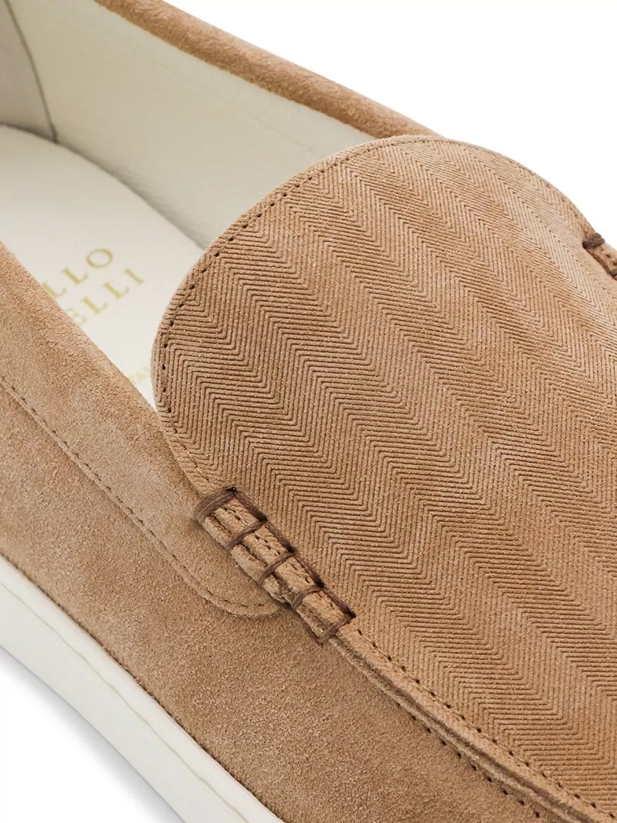 Brunello Cucinelli Loafers Round Toe Suede Finish Rubber Sole