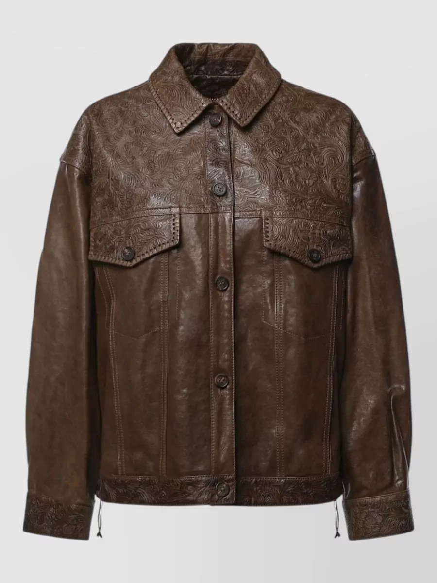 Golden Goose leather embossed regular-fit shirt jacket