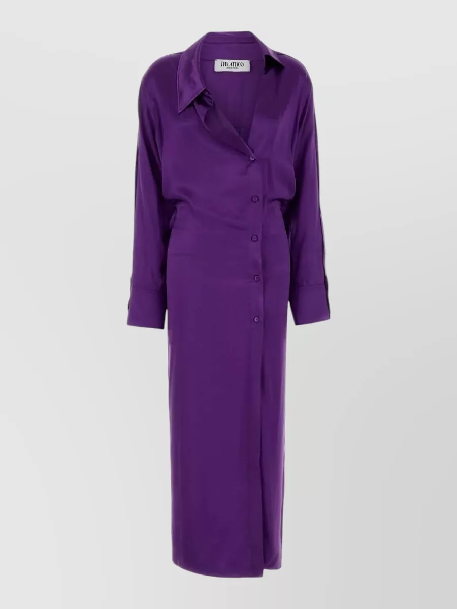 The Attico satin shirt dress long sleeves midi