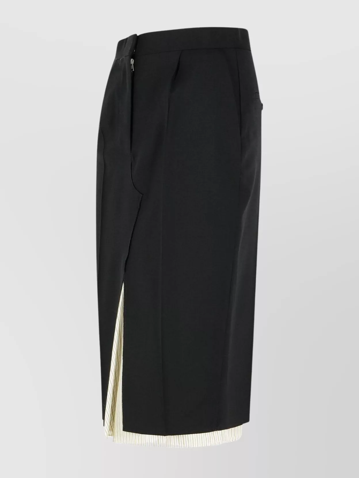 Marni Wool Midi Skirt Exposed Lining In Black