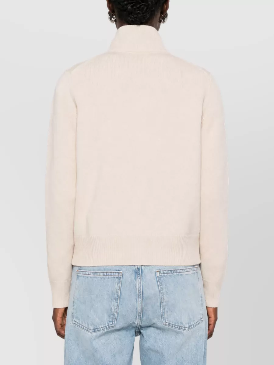 Maison Kitsuné Wool Intarsia-Knit High-Neck Cardigan
