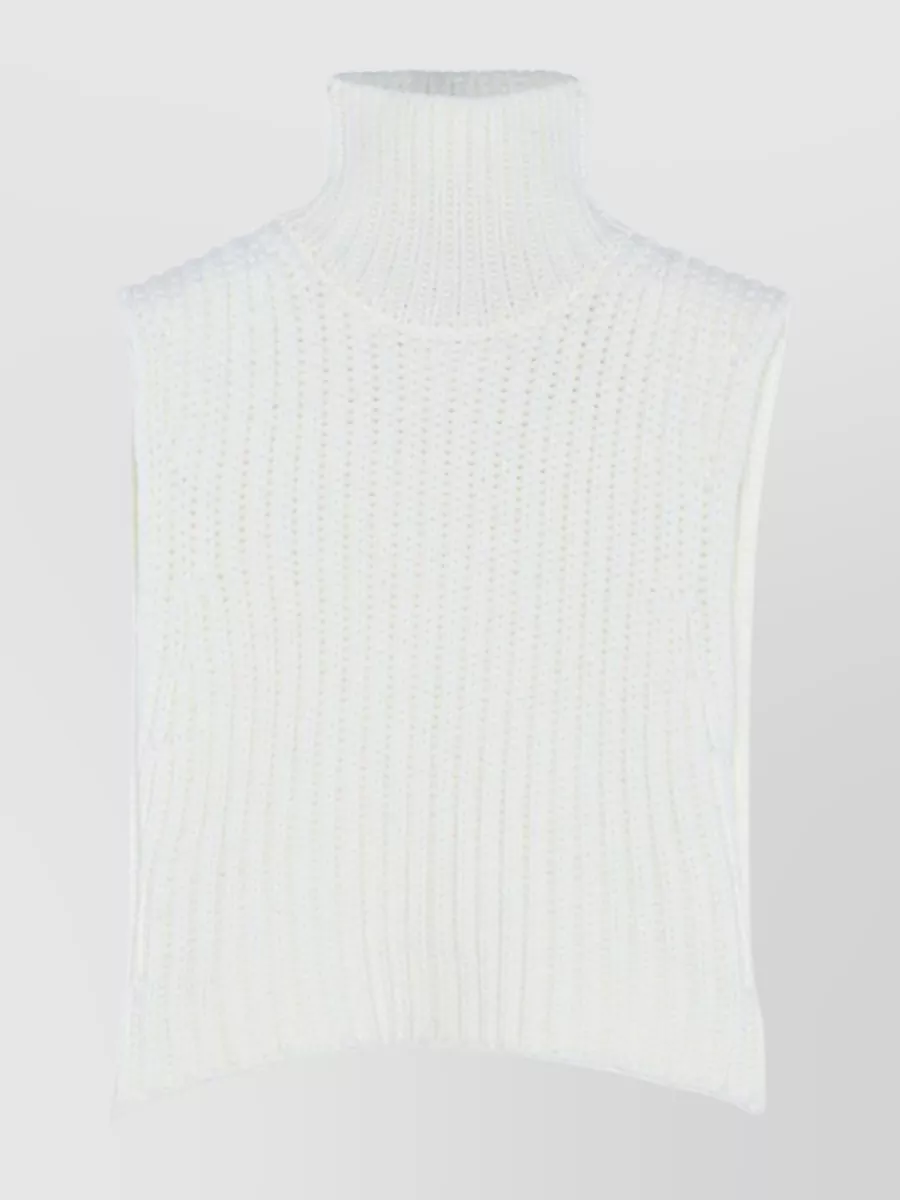 Shop Nina Ricci Ribbed Drop-arm Wool Vest In Grey