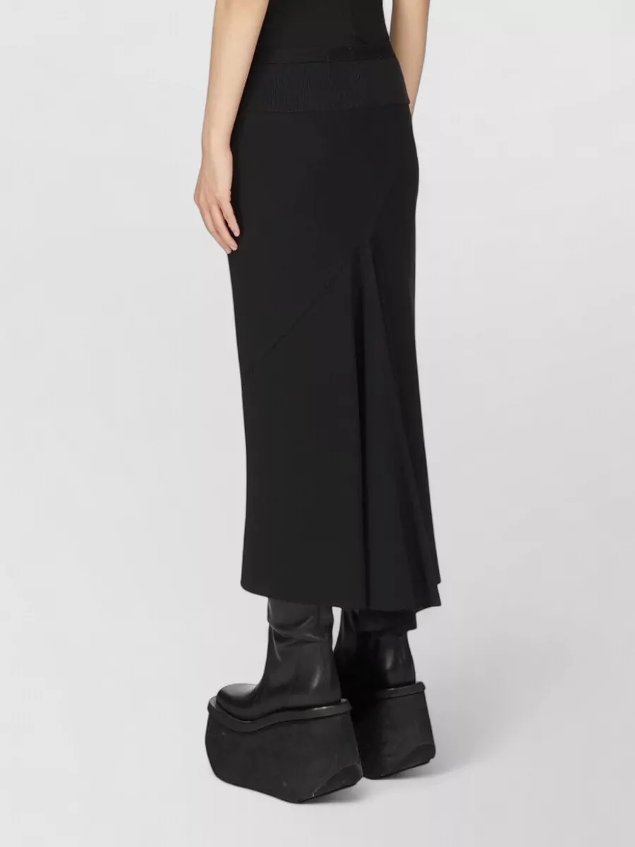 Rick Owens Ribbed Asymmetric High-Rise Midi Skirt