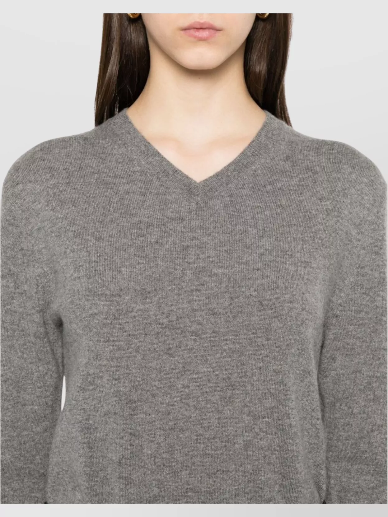 Totême V Neck Long Sleeve Ribbed Top