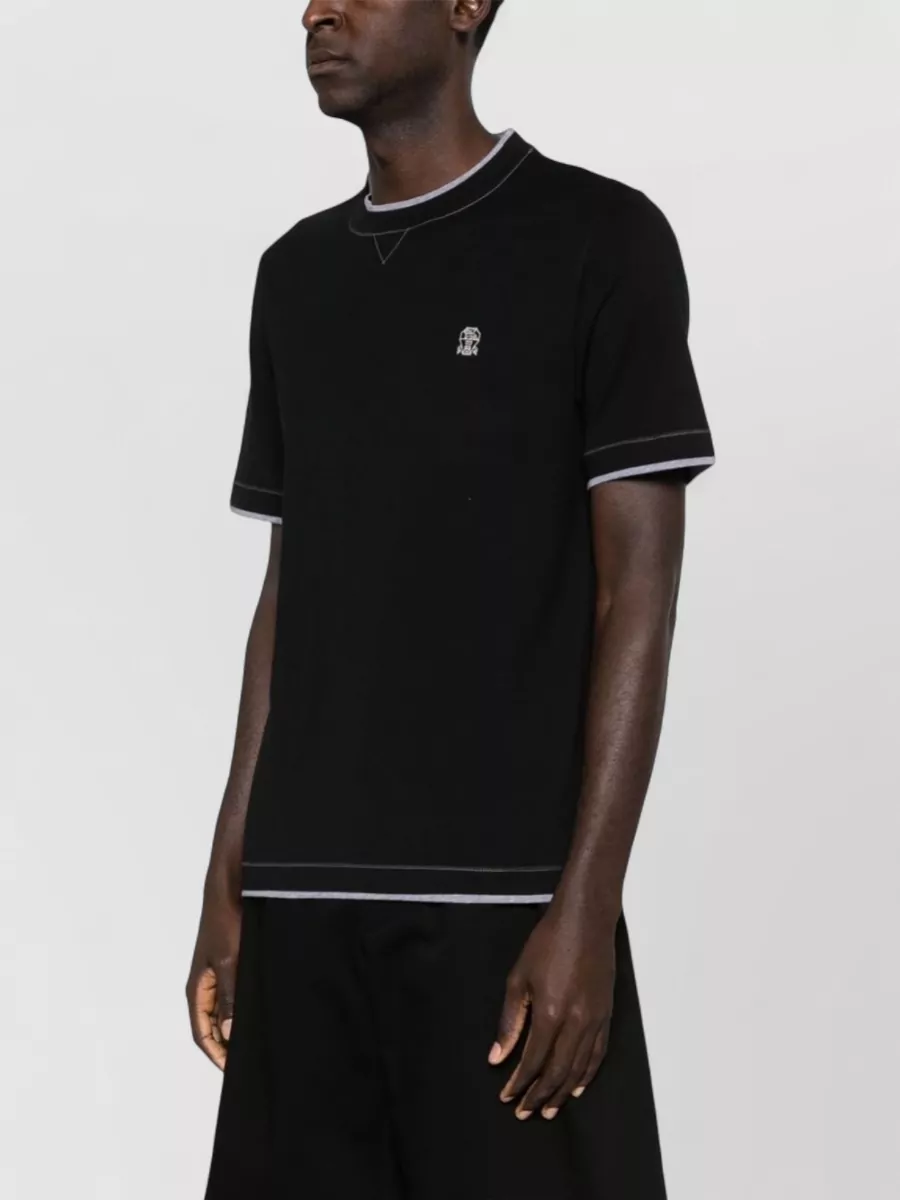 Brunello Cucinelli Cotton T-Shirt With Logo And Stitching