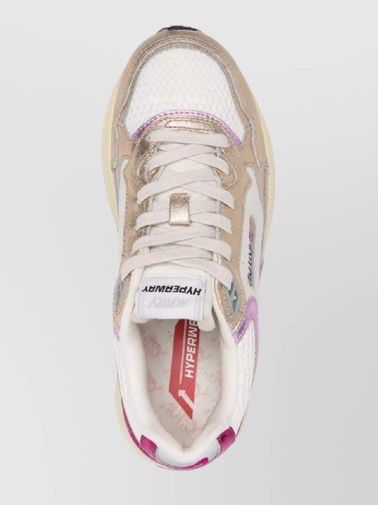 Autry Low Hyperway Sneakers With Mesh Panels And Metallic Accents In Neutral
