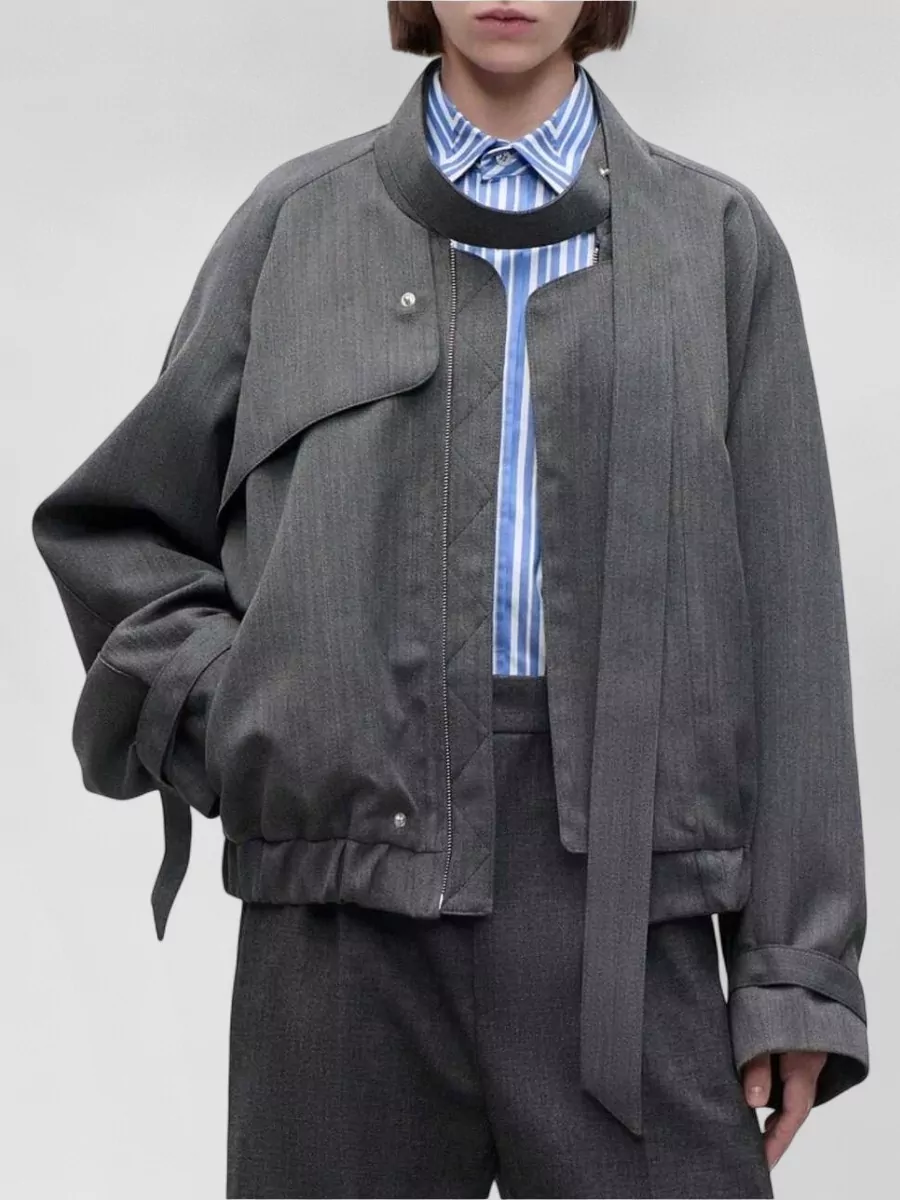 Victoria Beckham Virgin Wool Scarf Bomber Jacket
