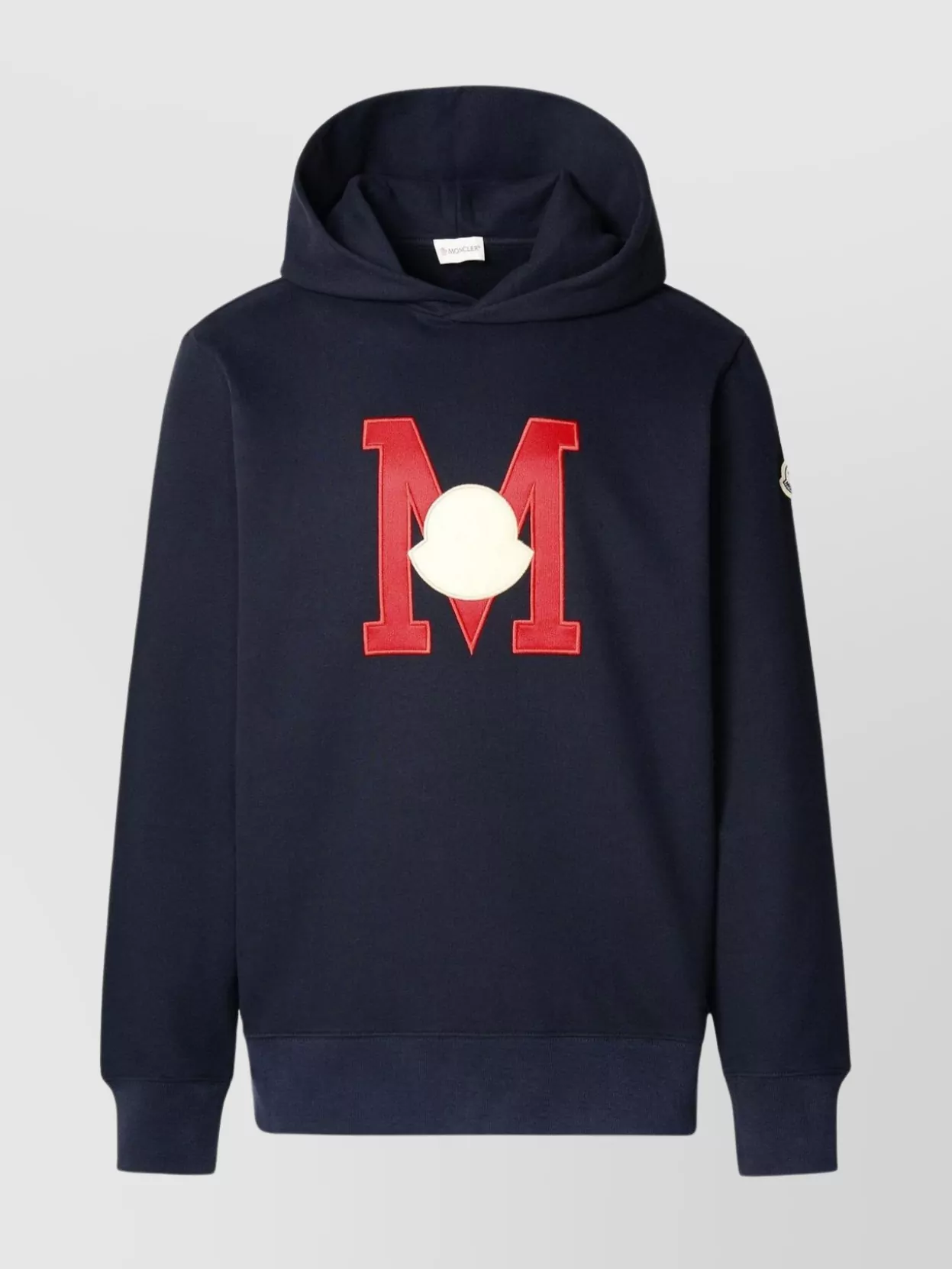 Shop Moncler Cotton Hooded Sweatshirt With Ribbed Cuffs And Hem