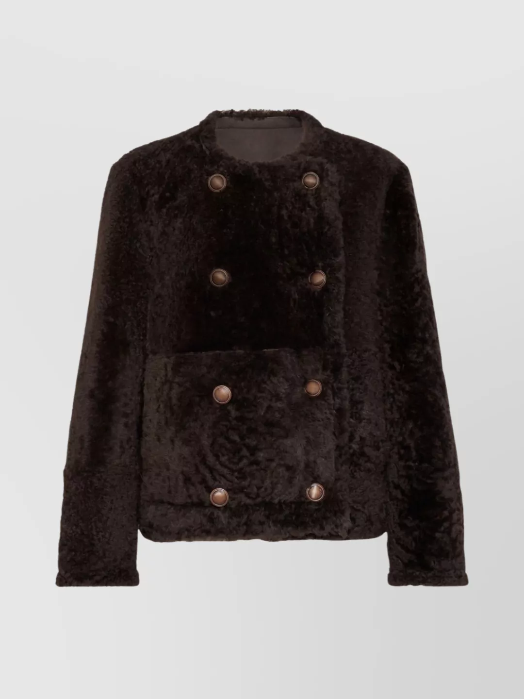 Brunello Cucinelli Reversible Double-breasted Fur Jacket With Button Detailing In Brown