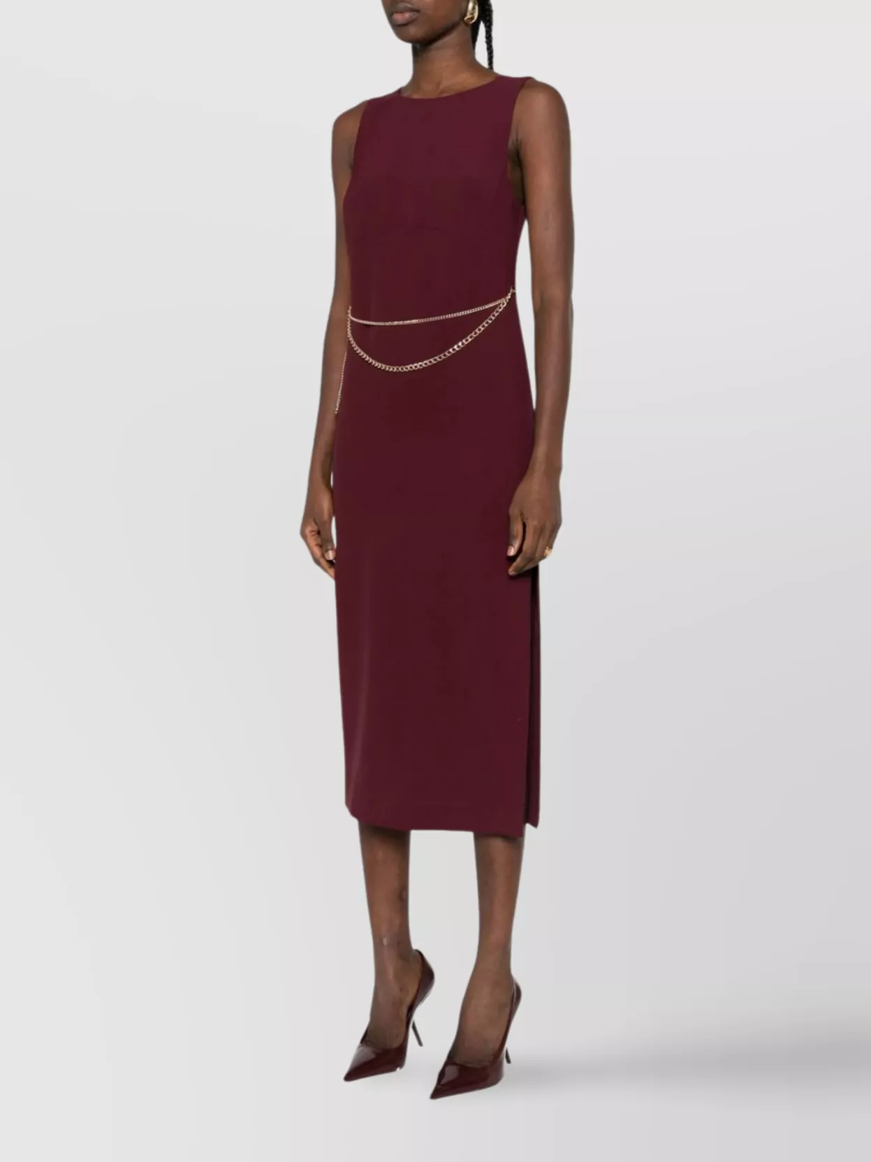 Twin-Set Midi Dress With Chain Detail And Sleeveless Design