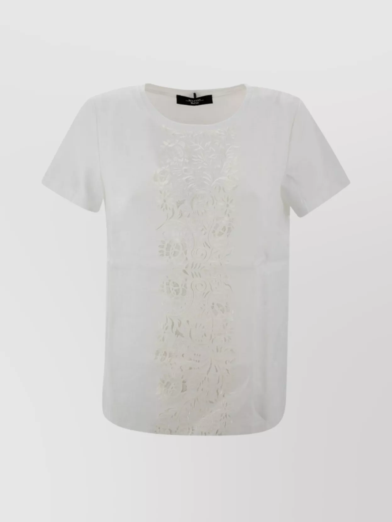 Shop Weekend Max Mara Linen Canvas T-shirt Embroidered Pattern