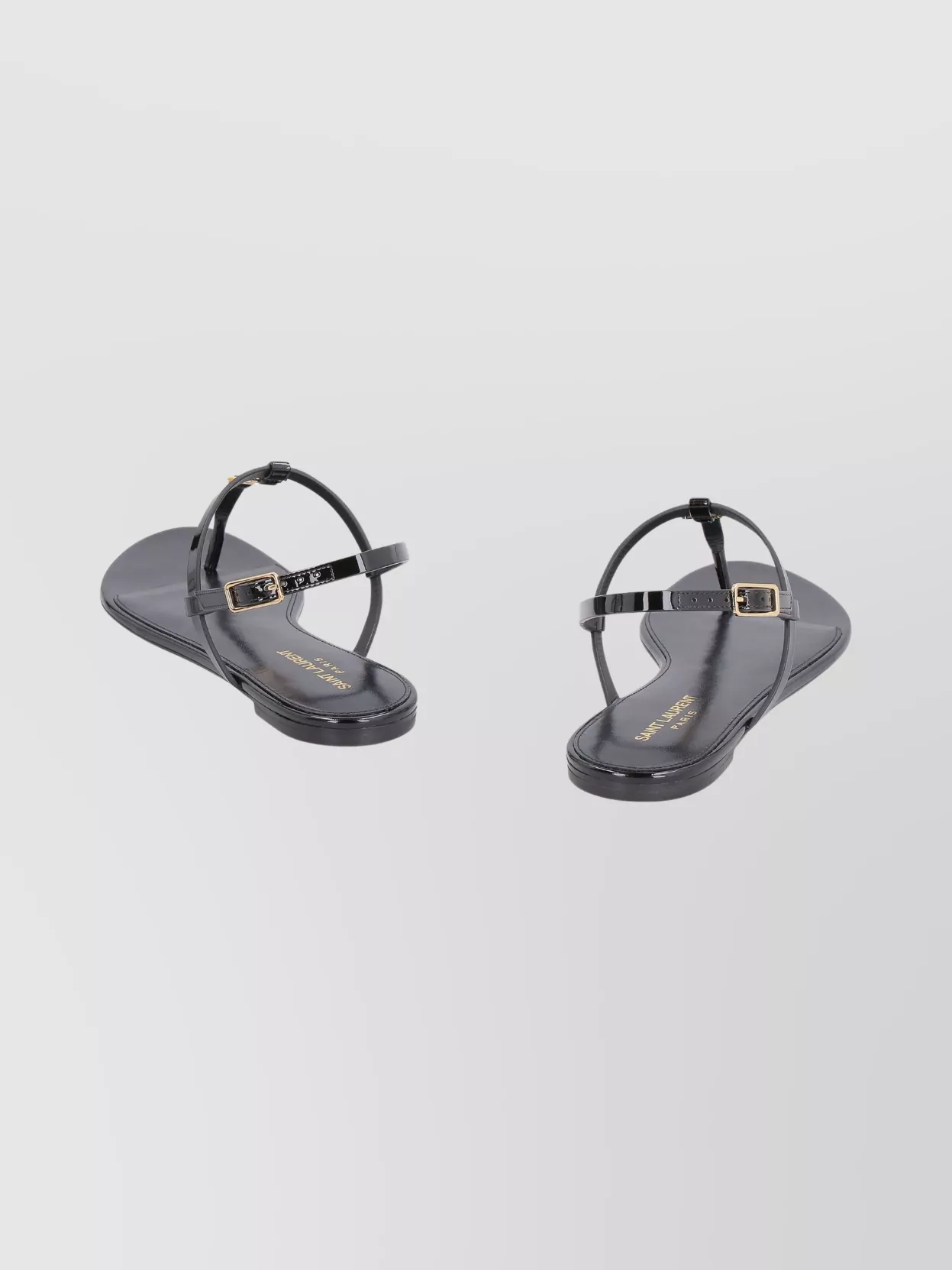 Saint Laurent Strappy Flat Sandals Featuring Buckle Detail In Black