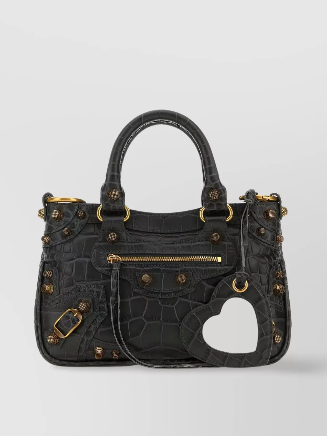 Shop Balenciaga Embossed Crocodile Leather Shoulder Bag