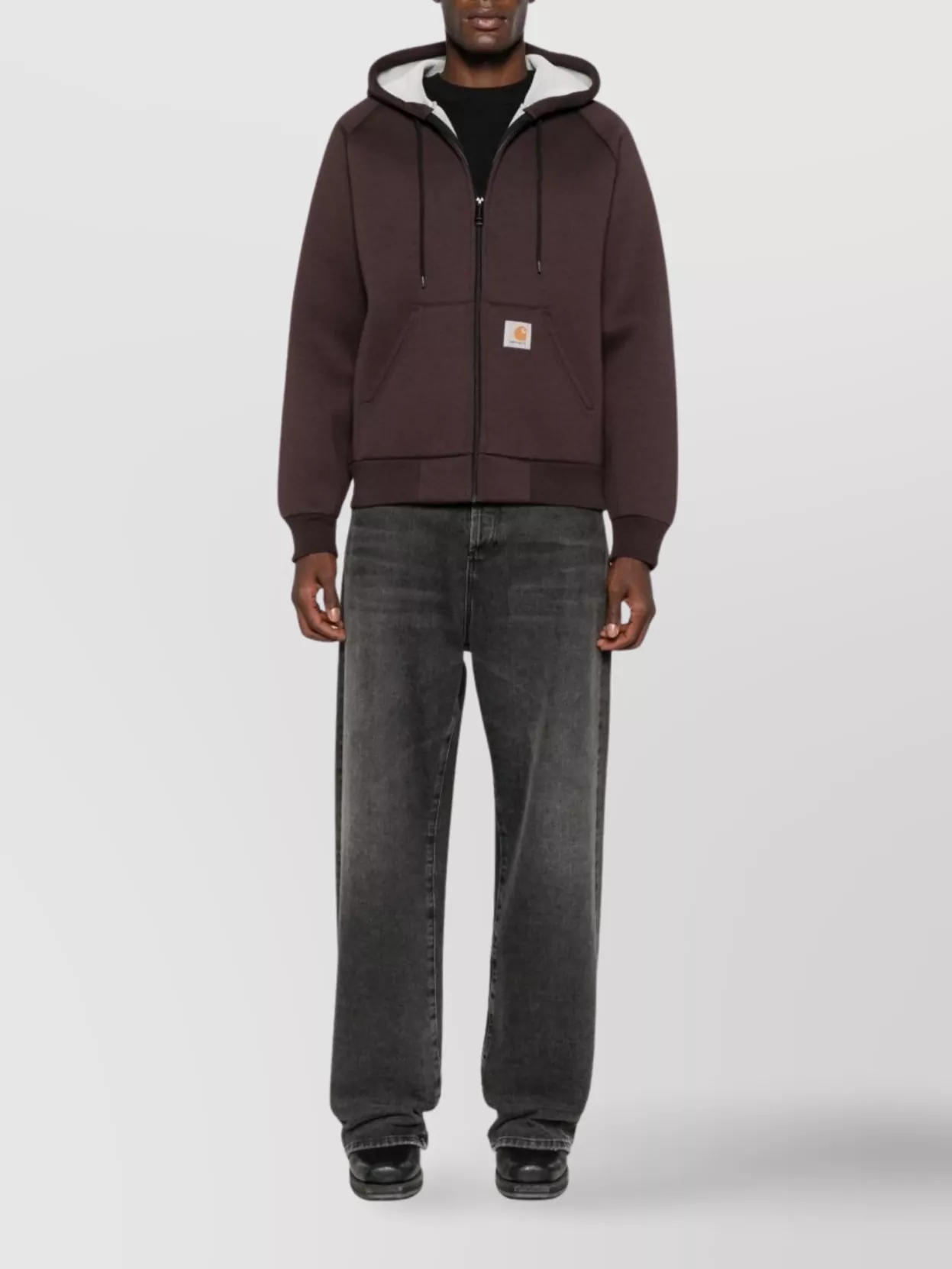 Carhartt Hooded Short Jacket Front Pocket Design In Brown