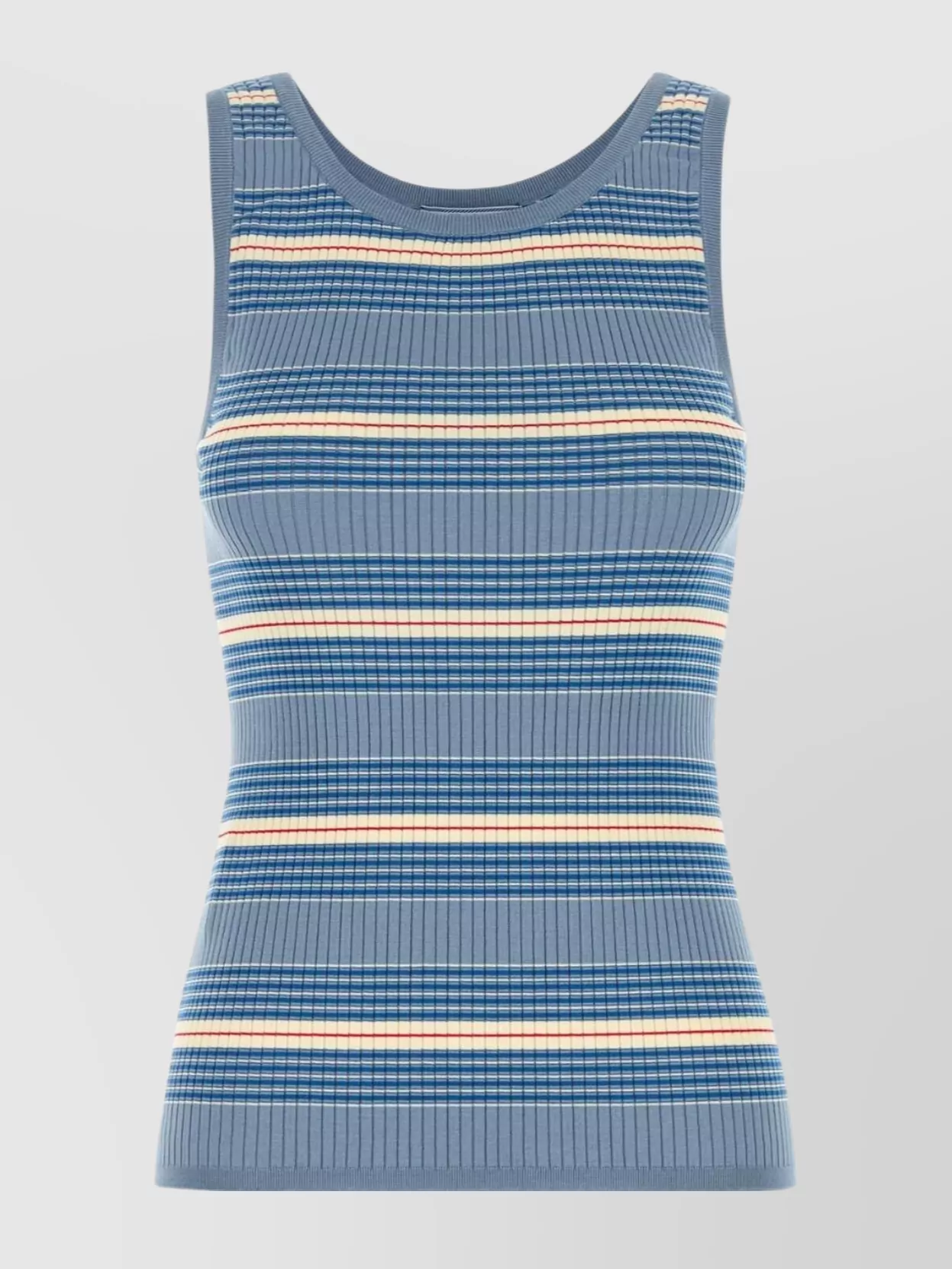 Prada Embroidered Stretch Cotton Blend Tank Top In Blue