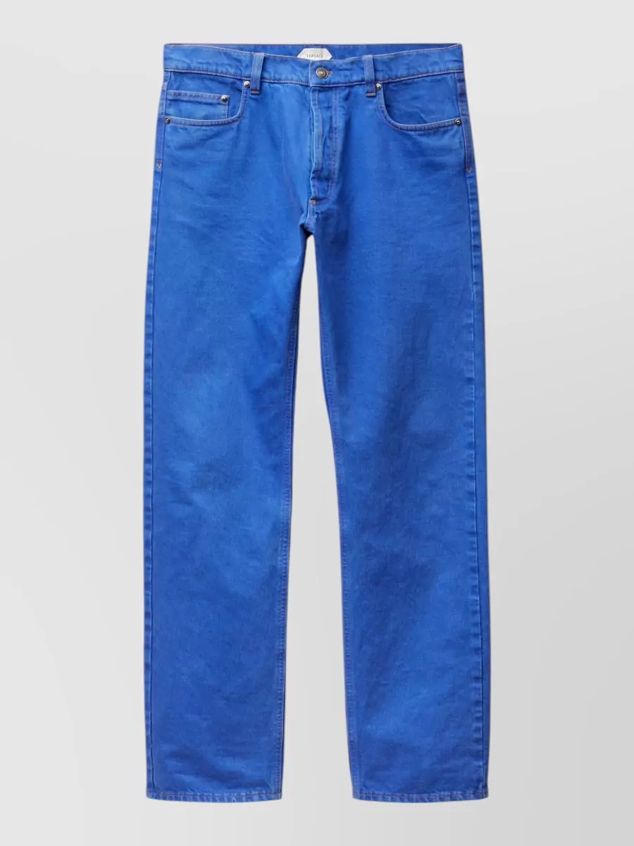 Versace Cotton High-Rise Wide-Leg Straight-Leg Jeans