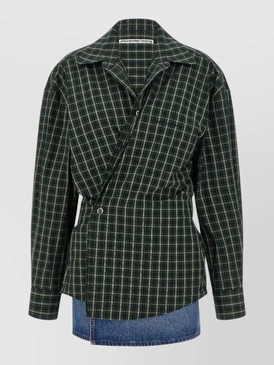 Alexander Wang cotton checked wrap mini shirt dress