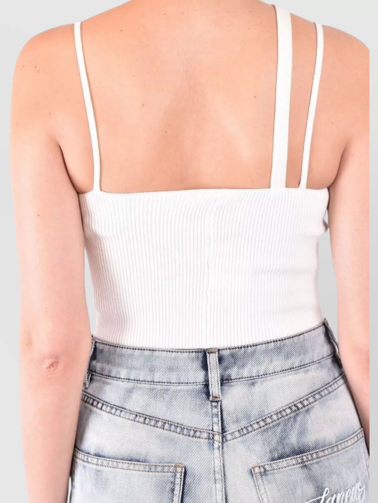 Laneus Cropped Sleeveless Stretch Ribbed Asymmetric Top