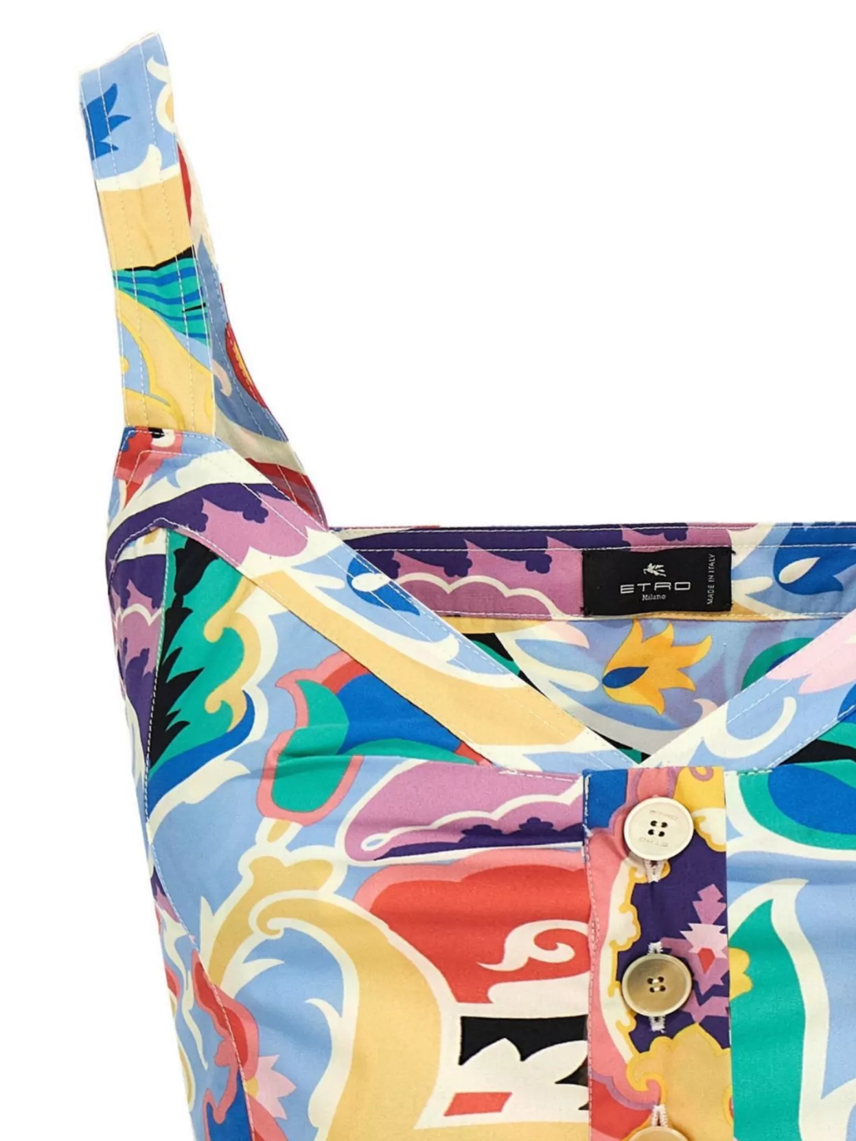Etro Paisley Print Crop Top Square Neck
