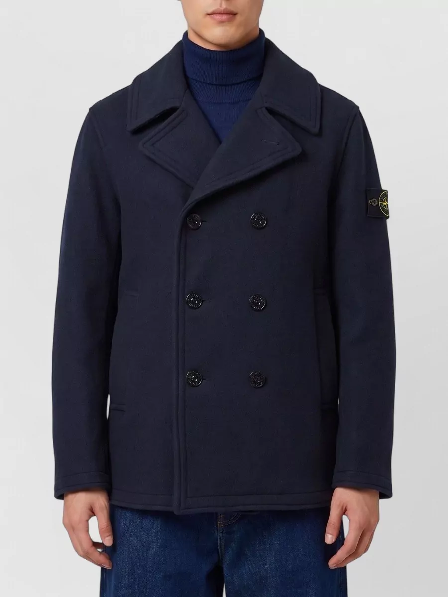 Stone Island wool cashmere double-breasted short coat