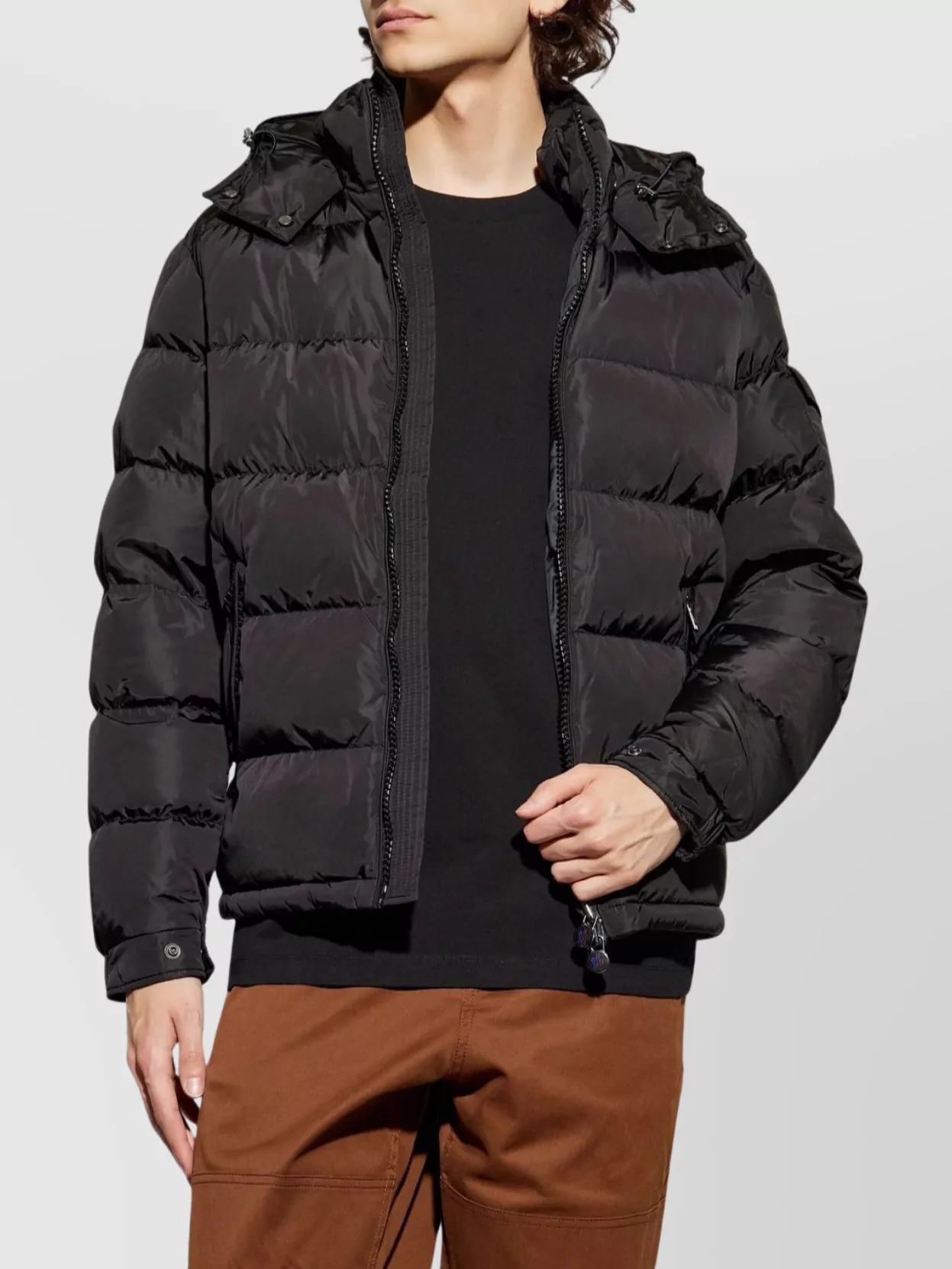 Moncler Short Quilted Down Jacket With Detachable Hood