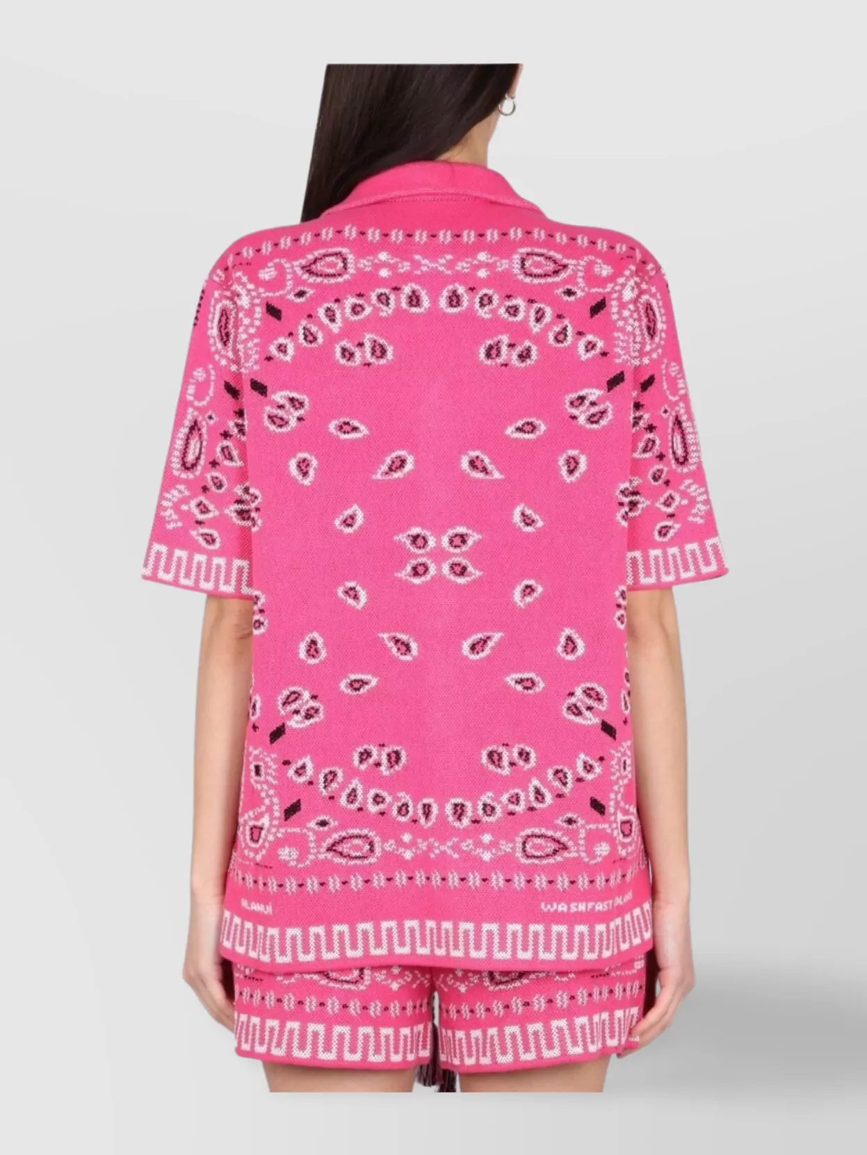 Alanui Knit Bandana Print Short Sleeve Top