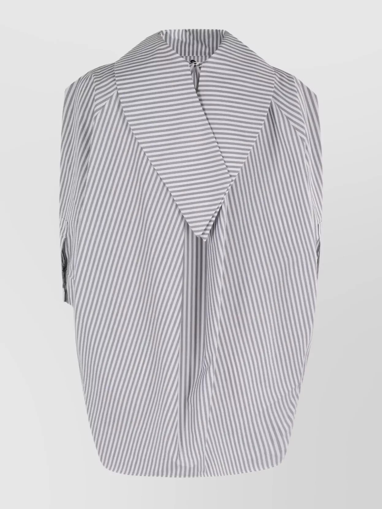 Marni Striped Top With Embroidered Detail And Wide Collar In Blue