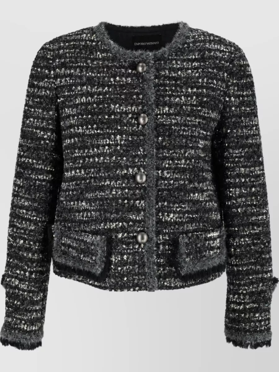Emporio Armani Single Breasted Tweed Coat