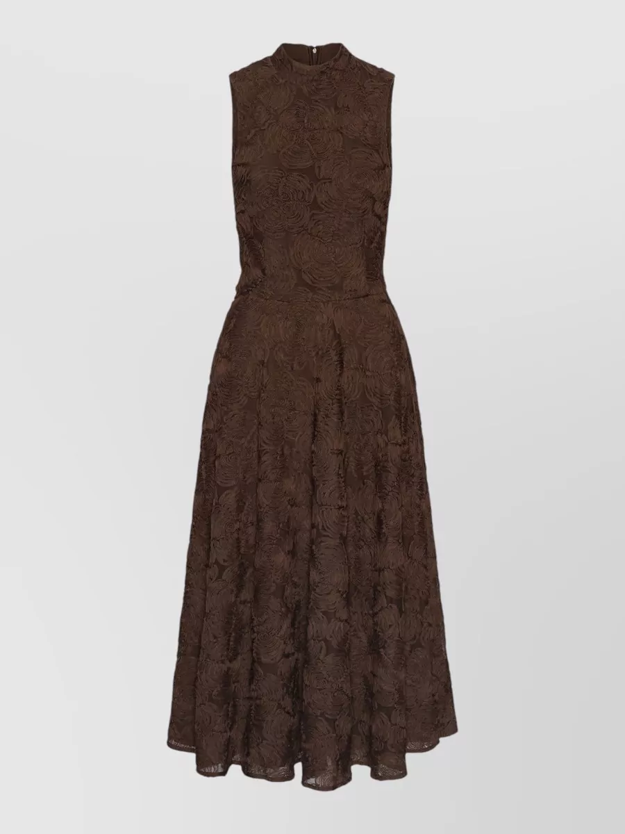 Rotate floral mesh sleeveless a-line midi dress