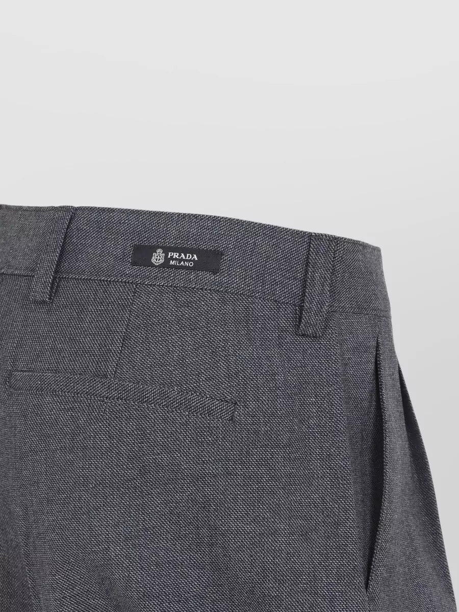 Prada Wool Shorts Belt Loops Back Pocket Pleats