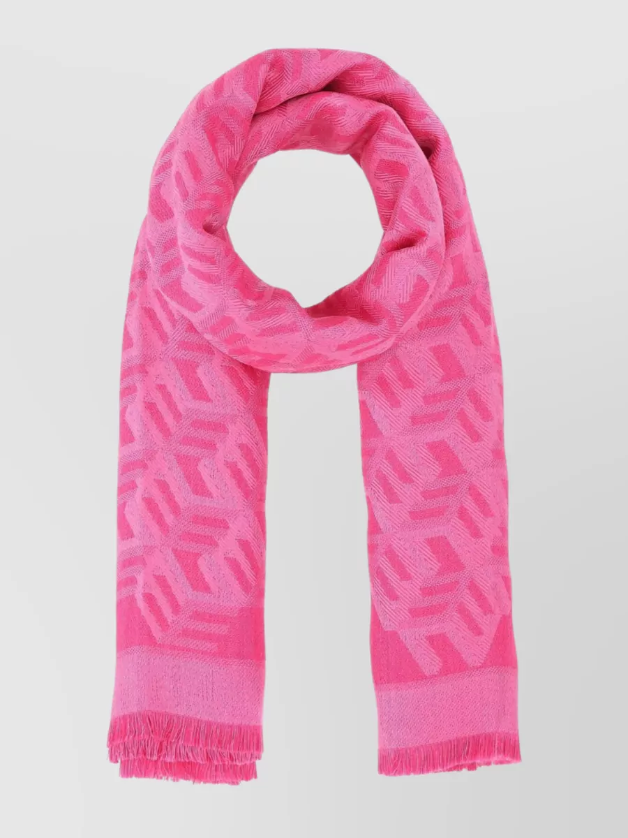 Shop Mcm Silk Blend Woven Scarf In Pink
