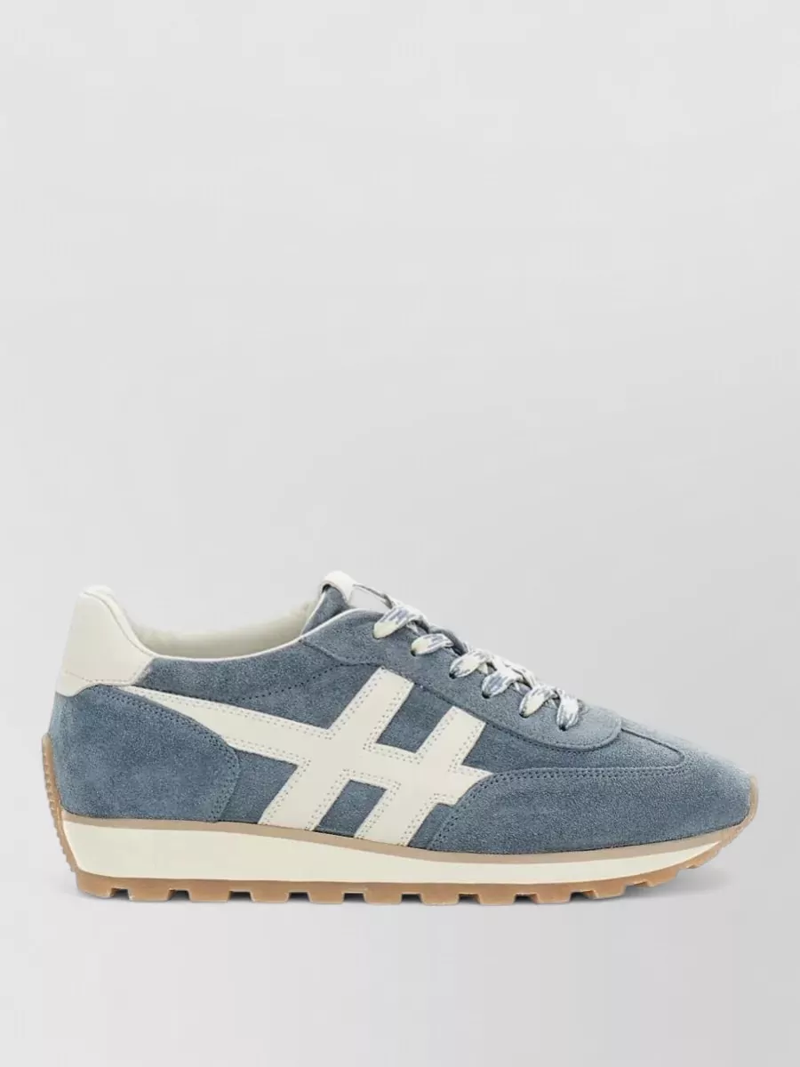 Hogan H701 Suede Sneakers Contrast Stitching Rubber Sole